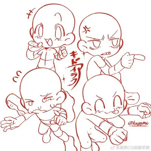 绘画超话#绘画参考##绘画素材#q版多人组合参考