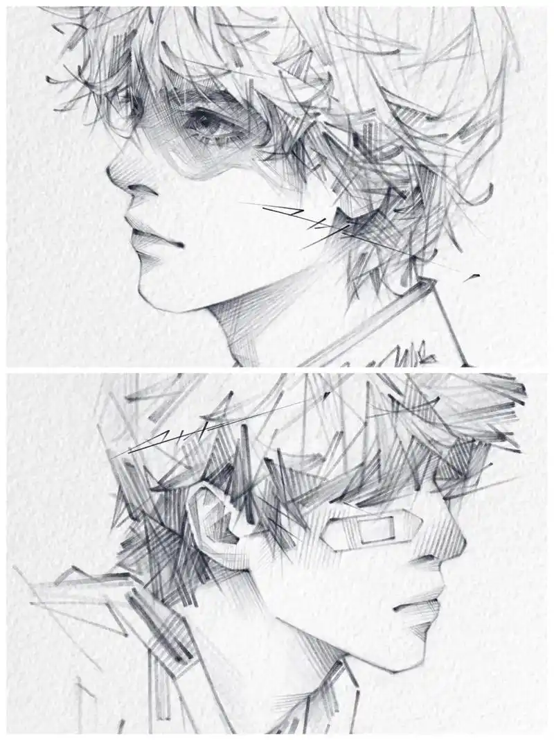 男生侧脸.#画画 #板绘 #日常摸鱼 - 抖音