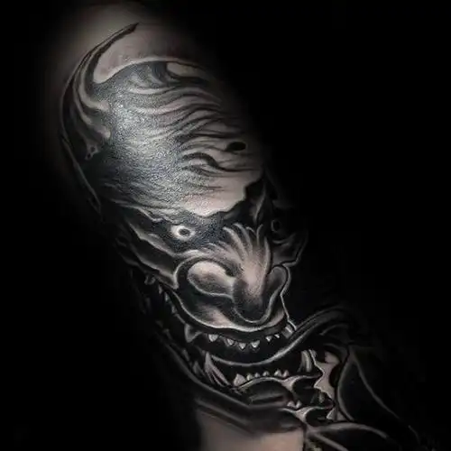 般若面具纹身 多款色调暗沉的般若面具纹身图案(6/9)
