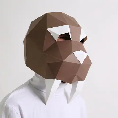 海象动物立体折纸纸模头套手工diy 儿童成人益智表演拍摄网红面具