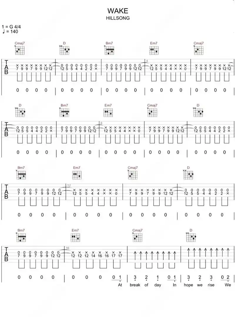 wake 吉他弹唱谱