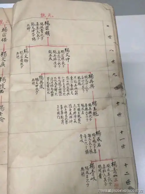 民国手抄《杨家将家谱》(杨氏族谱)樊梨花之未婚夫杨藩,因恨梨花投唐