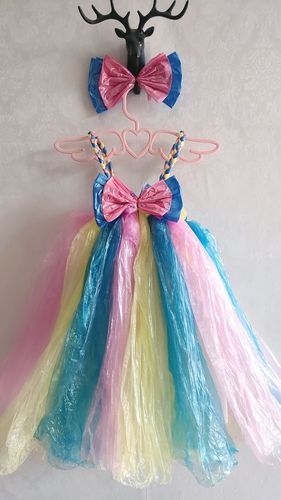 环保女童幼儿园手工diy制作裙子塑料袋时装走秀儿童演出服