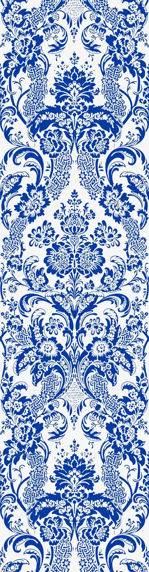 中国古典青花瓷花纹图样牡丹花底纹