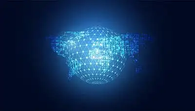 摘要世界科学技术概念图计算机编程插画背景.高清插画素材设计