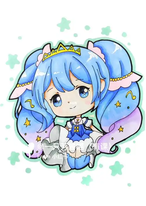 q版动漫/可爱双马尾女生/马克笔绘画