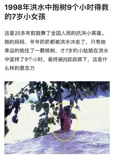 1998年洪水中抱树9小时得救的7岁小女孩,20. 来自bunny小课堂 - 微博