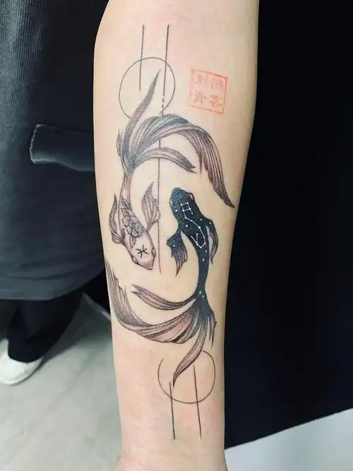 双鱼座纹身#星座纹身#吴江纹身#吴江酷客纹身|纯艺术|绘画|吴江酷客