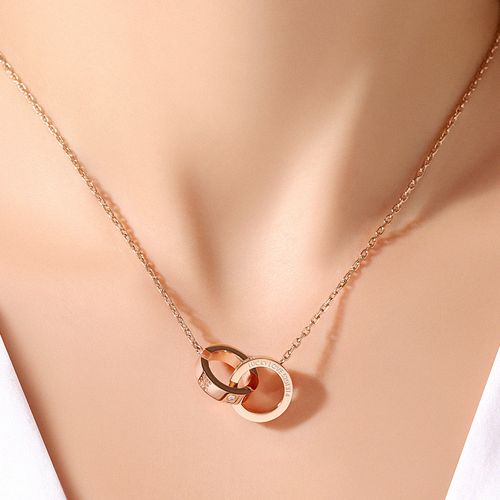 2021年项链锁骨环环相扣小众轻奢新款彩金金彩金玫瑰项链