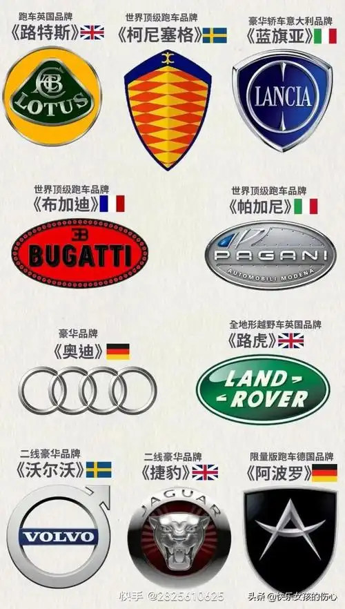 品牌英文名首字母或简写作为车标,如迈巴赫的m1奥迪轿车的标志为四