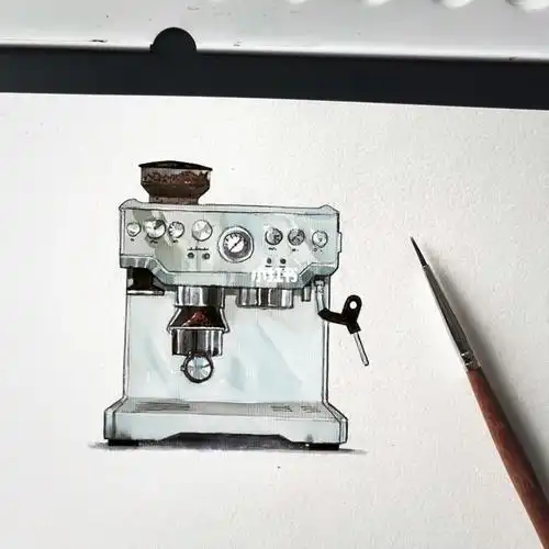 breville咖啡机手绘水彩