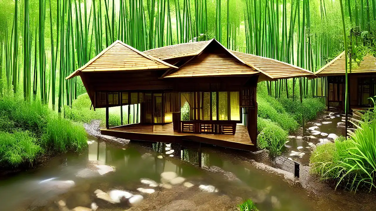 体验文心一格ai创画——春天竹林的小屋