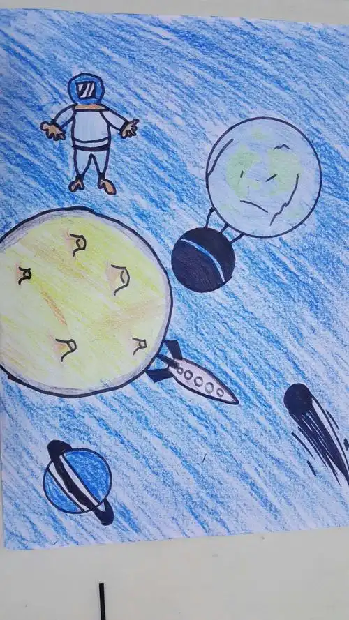 我的蓝色科技梦五(6)班绘画作品