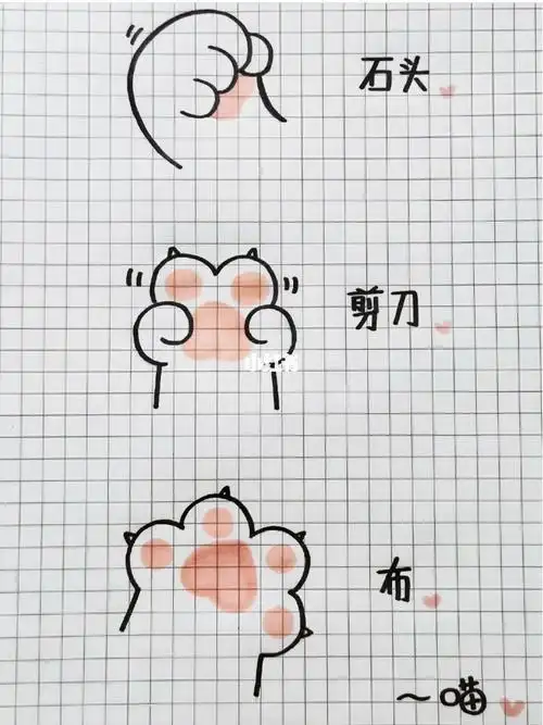 可爱猫爪简笔画教程系列