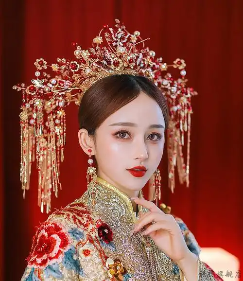 【旗舰京选】新娘古装头饰成人中式秀禾头饰新娘2021新款高端凤冠中式