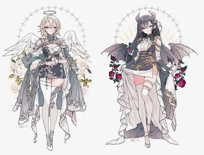 动漫少女华丽礼服服饰设计素材分享~_形状_服装_袖子