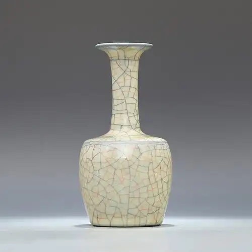 哥窑 金丝铁线 折肩棒槌瓶