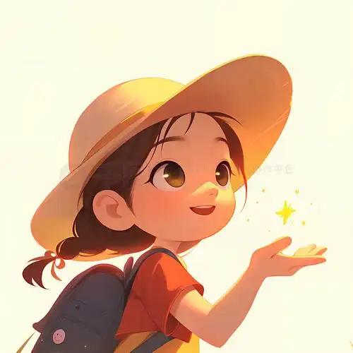 可爱的小女孩抓萤火虫夏季场景插画