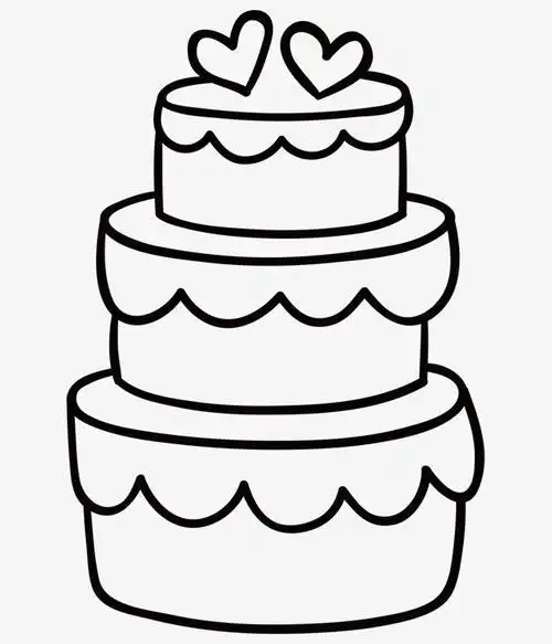 糖果花朵蛋糕简笔画