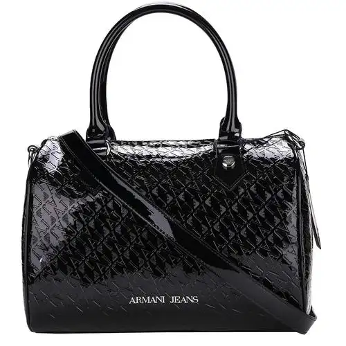 armani jeans/阿玛尼牛仔 黑色压花单肩包