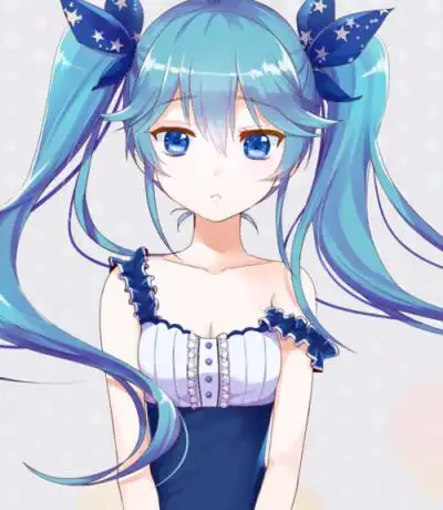 蓝色 双马尾萝莉 漂亮 软妹子