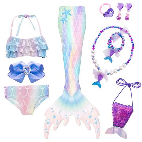 美人鱼尾巴儿童泳衣公主宝宝女童分体比基尼游泳衣服女孩洋气泳