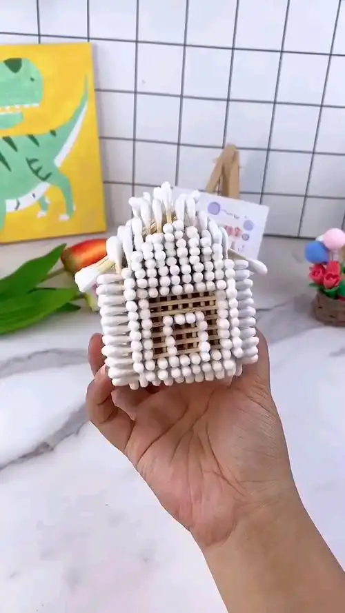 手工制作棉签房子的教程来了简单易学