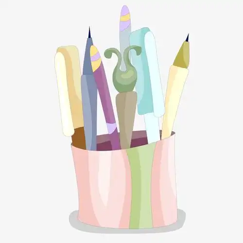 水彩手绘笔筒设计