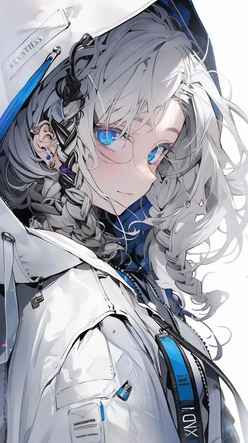 尝试了一下蓝瞳白发和连帽衫的关键词搭配,简直惊艳, - 抖音