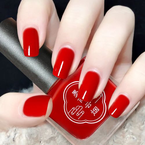 网红流行当季爆款红色指甲油套装气质百搭显白免烤持久可剥美甲油