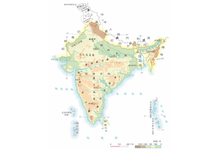 人教版七年级地理下册第七章第三节印度知识点和题目练习(含答案)