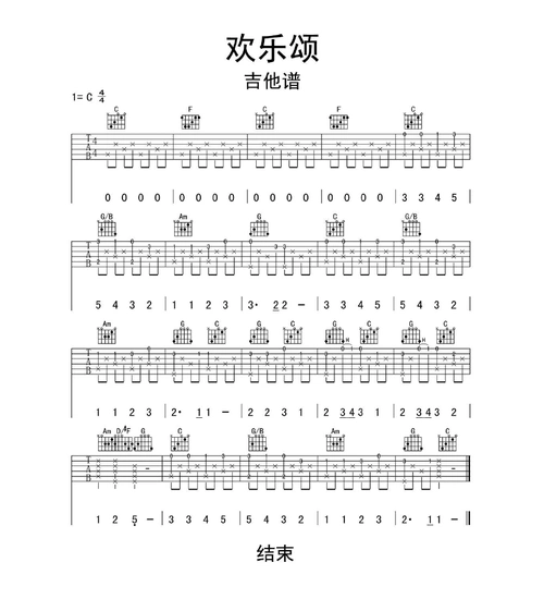 欢乐颂吉他谱乐谱