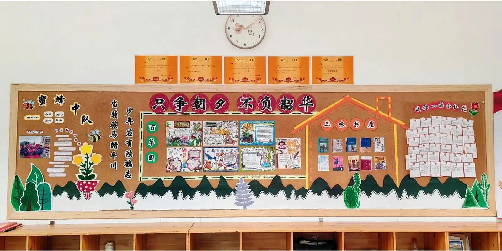 小学教室后墙毛毡墙布置 总算是把两块墙面布置完了!