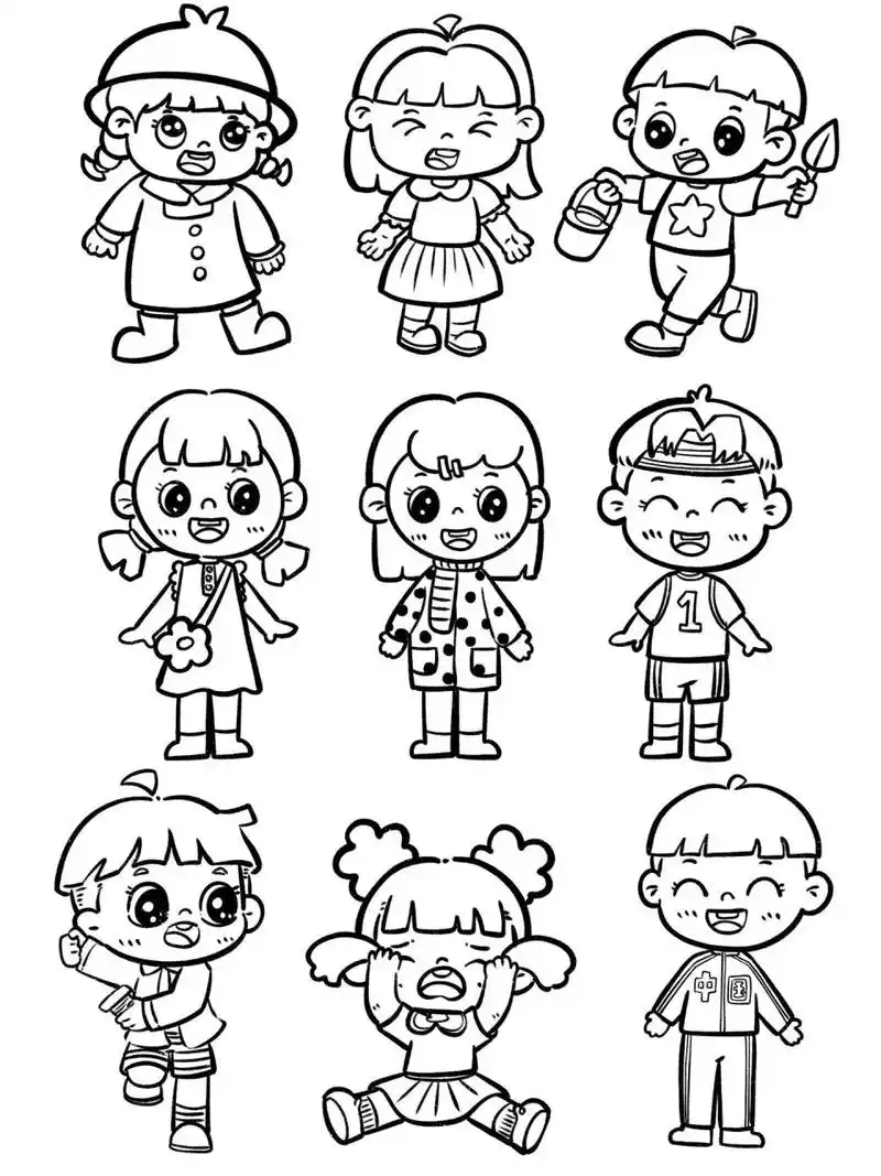 简笔画|人物系列6 儿童画幼儿,小学生人物素材控笔训练