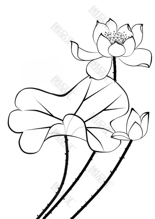 图品汇 设计元素 中国风元素 古风线稿荷花素材上图作品的源文件由图