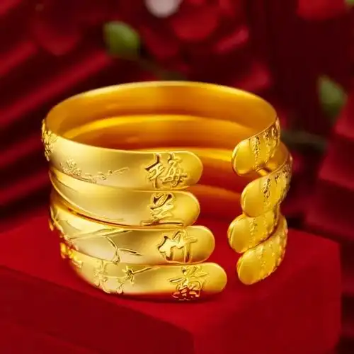 黄金手镯女款手环9999足金手饰新款开口镯子手镯