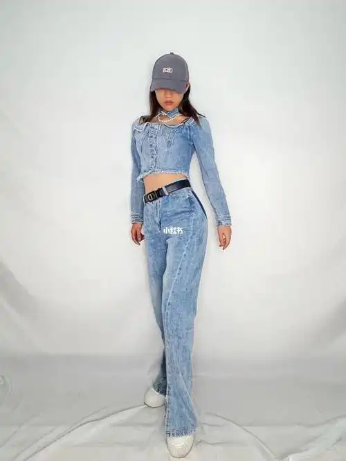 lisa青你同款牛仔cutouttop