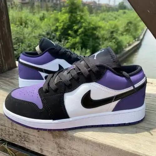紫脚趾 男女同款 1低帮篮球鞋 校园时尚百搭高颜值休闲鞋 aj1黑紫脚趾
