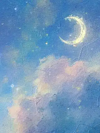 简约油画风云朵星星月亮唯美梦幻星空背景图
