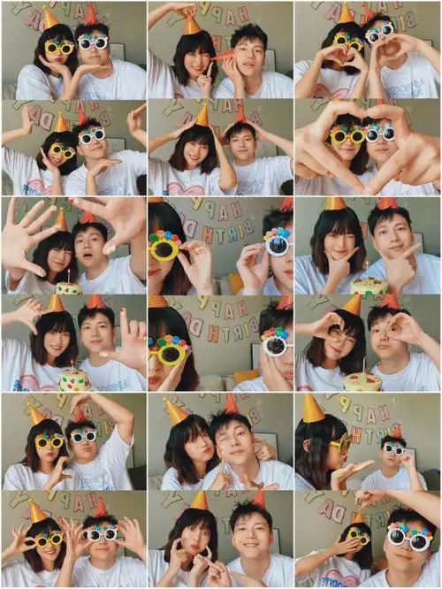 18个高甜情侣生日大头贴pose自拍大全look