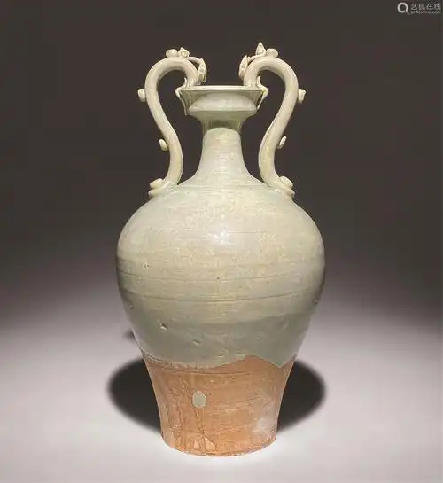 唐 白釉双龙耳瓶-【成交 价格 图片】