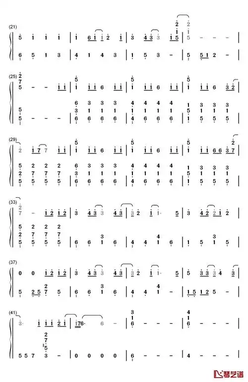 下坠计算机乐谱下坠falling钢琴简谱数字双手corki