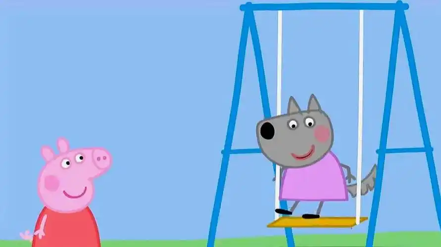 小狼温蒂喜欢站在秋千上荡秋千,小猪佩奇也喜欢-母婴亲子视频-搜狐