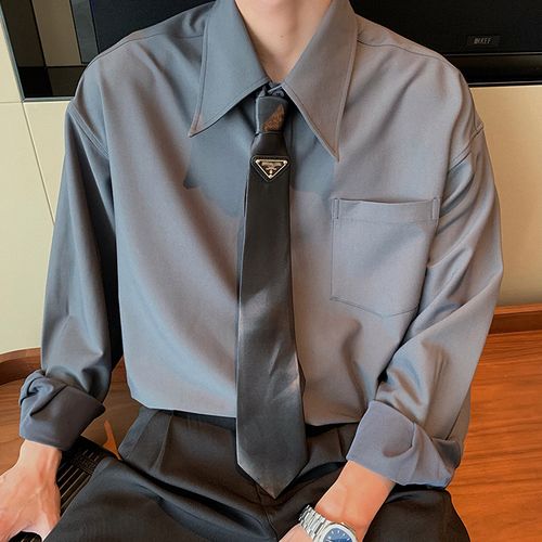 hualun时尚黑色高级感手西服衬衫学院领带三角领带