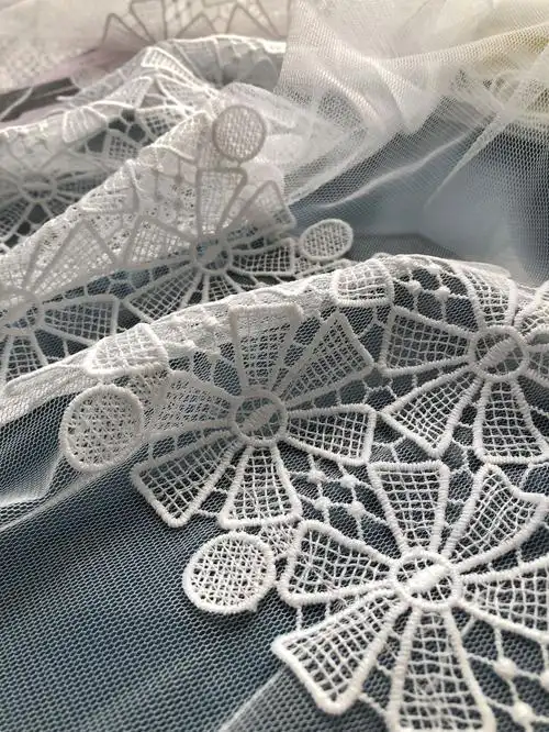 意大利正品 双色水溶蕾丝 拼接网纱 半裙 半身裙