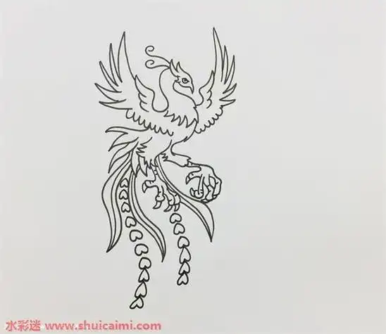 火凤凰简笔画怎么画简单易画彩色