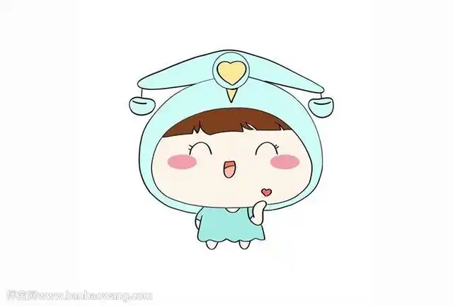 5,最后,给人物的刘海涂棕色,面部两侧脸颊涂粉色,可爱的天秤座简笔画