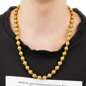 新品越南沙金空心灯笼男款项链 结婚庆生日铜镀24k黄金男士链子