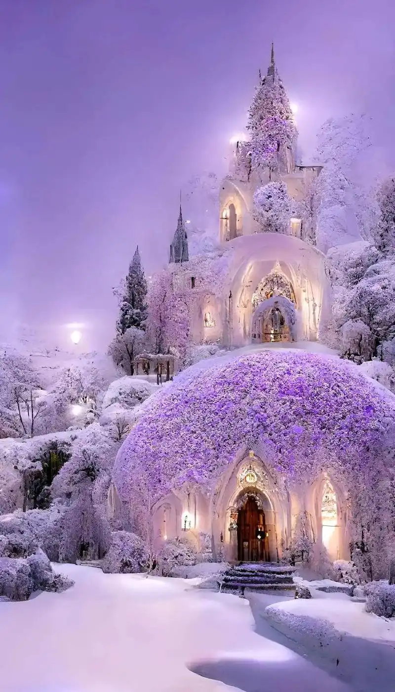 唯美的紫色雪景浪漫城堡当然要分享给漂亮的女孩子一起来看了