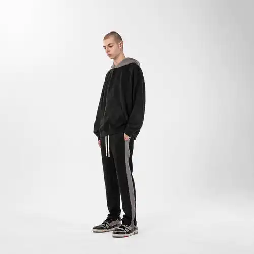 climaxvision麂皮绒撞色拼接潮流流连帽卫情侣帽衫卫衣